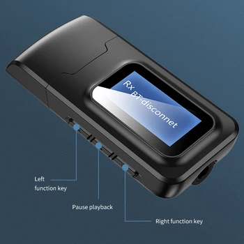 Bluetooth 5,0 USB-ключ Аудиоприемник-Передатчик с ЖК-дисплеем для ТЕЛЕВИЗОРА, Автомобильного ПК, Мини-3,5 мм Разъем, Беспроводной Адаптер AUX USB