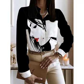 Модная Новая рубашка, Женская Темпераментная женская рубашка с длинными рукавами, Повседневный Свободный топ с 3D принтом, Повседневные Уличные быстросохнущие Блузки, топ