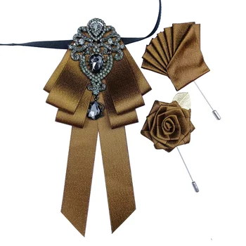 Британский галстук-бабочка ручной работы, комплект для мужчин, деловой банкетный свадебный костюм, платье, брошь-бабочка со стразами, Карманные наборы полотенец