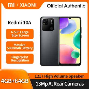 Смартфон Xiaomi Redmi 10A 5000 мАч, Аккумулятор 4 ГБ + 64 ГБ, 6,53 