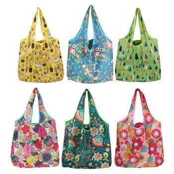 Большие Многоразовые сумки для покупок, Женская Складная эко-сумка, Сумки для покупок для девочек, Складные сумки для покупок, сумки через плечо