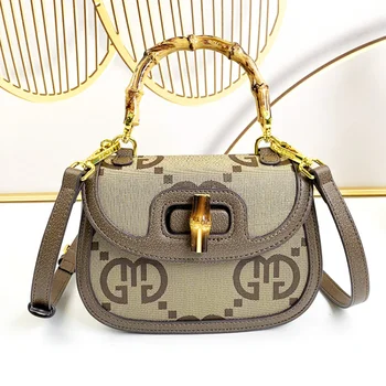 Новая мини-маленькая Квадратная сумка-тоут, женские дизайнерские роскошные сумки, Винтажная сумка с бамбуковой ручкой, Модная женская Элегантная сумка через плечо