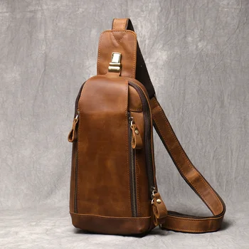 Сумасшедшая новая нагрудная сумка из лошадиной кожи, винтажная мужская повседневная сумка в стиле ретро, подходит для 7,9-дюймового iPad
