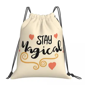 Оставайтесь Волшебными Рюкзаки с отличным дизайном, Портативные сумки на шнурке, Карманные сумки на шнурке, сумки для книг для путешествующих студентов