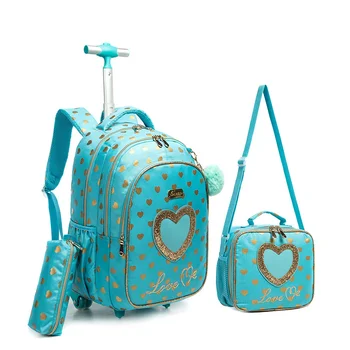 Детский школьный рюкзак на колесиках, школьный рюкзак на колесиках для девочек, сумка на колесиках, детские дорожные сумки-тележки для багажа