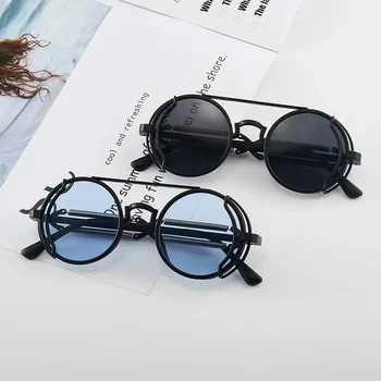 Солнцезащитные очки в готическом стиле в стиле стимпанк, Роскошный бренд, дизайнер, Высококачественные мужские и женские Солнцезащитные очки в круглой металлической оправе в стиле Ретро UV400