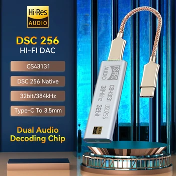 CS43131 DSD256 DAC Усилитель для наушников USB Type C с Выходным Аудиоинтерфейсом 3,5 мм Для IP PC Аудиоадаптер HiFi Chip Amp