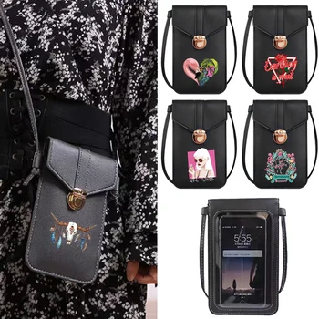 Женская сумка через плечо, водонепроницаемый чехол для телефона iPhone 13 12 11 Pro Max, сумка для мобильного телефона Huawei, цветной кошелек из искусственной кожи с рисунком
