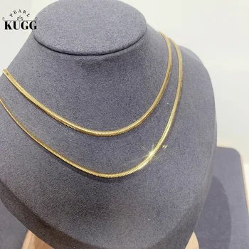 Ожерелье из желтого золота KUGG 18 Карат, модная мягкая змеиная цепочка, элегантное ожерелье для женщин, ювелирные изделия в стиле INS