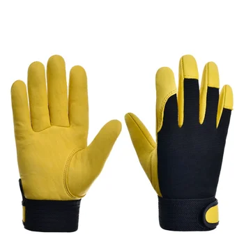 1 пара Кожаных перчаток Износостойкие Защитные перчатки для вождения, ремонта, для мужчин, Для женщин, Аксессуары для одежды, Перчатки
