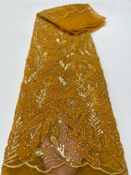 Элегантная африканская Кружевная ткань с бисером, роскошные нигерийские блестки, французская вышивка, Тюлевая кружевная ткань, модные Материалы для Свадьбы в Дубае