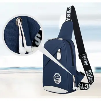 Мужская Нейлоновая Спортивная сумка-слинг на открытом воздухе, Небольшая сумка через плечо, Нагрудный рюкзак, Холщовый Рюкзак с USB-зарядкой, спортивная сумка через плечо