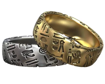 8 г Амулет с древнеегипетскими символами, свадебные золотые кольца для пары, кольца из чистого стерлингового серебра 925 пробы