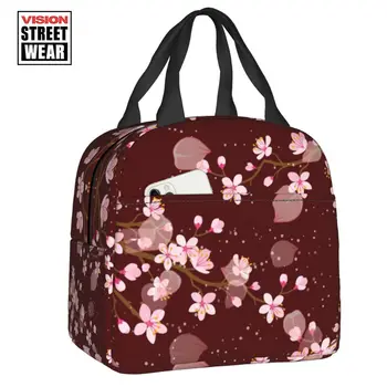 Изготовленная на заказ красивая сумка для ланча с цветочным узором японской вишни, мужской холодильник, термоизолированные ланч-боксы для офиса для взрослых