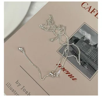 Модное ожерелье в форме сердца из стерлингового Серебра S925, Женская Регулируемая цепочка на ключицу с кисточкой в виде сердца