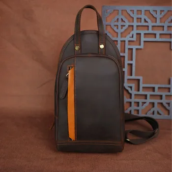AETOO, модная кожаная мужская нагрудная сумка большой емкости в стиле ретро, простое и удобное хранение, портативная сумка через плечо