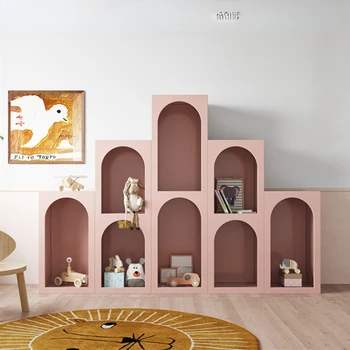 Детский книжный шкаф с розовой краской, модель витринного шкафа, дизайн комнаты, шкафчик для хранения сувениров