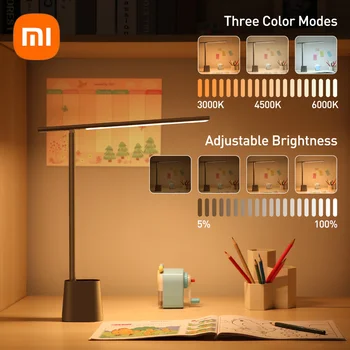 Xiaomi Светодиодная настольная лампа Eye Protect Для учебы, Затемняемый Офисный светильник, Складная Настольная лампа с Умной Адаптивной яркостью, Прикроватная лампа для чтения