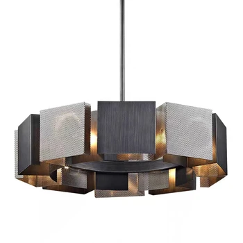 Роскошная черная металлическая круглая светодиодная люстра в постмодернистском стиле, скандинавское простое железное художественное освещение для гостиной, столовой, спальни, подвесной светильник