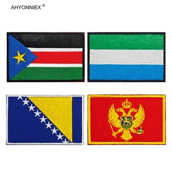 AHYONNIEX, 1 шт., тканевая нашивка с Флагом Южного Судана, Черногории, Боснии, Сьерра-Леоне, 3D наклейка для куртки, джинсовой одежды, сделай сам