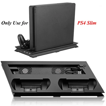 Для PS4 Тонкая Вертикальная Подставка С Охлаждающим Вентилятором Контроллер Зарядное Устройство Док-станция Для зарядки Play Station 4 Тонкие Игровые Аксессуары