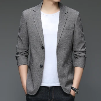 2023 Новая мужская корейская версия Модного делового джентльмена в британском стиле, Повседневный тонкий свадебный Блейзер