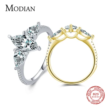 Высококачественное серебро 925 пробы, Классическое Свадебное кольцо со сверкающим бриллиантом CZ для женщин, Женские украшения для Помолвки