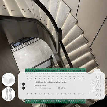 Светодиодная лента для лестничной площадки с 28 Ступенями, Лестничный контроллер, Датчик движения PIR, Светодиодная лента COB Для лестницы С датчиком, подсветка для лестничной площадки