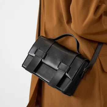 Сумки через плечо, Женские сумки через плечо из мягкой синтетической кожи, Тканая Маленькая Квадратная сумка Небольшого дизайна для женщин 2101