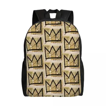 Рюкзак Crown By Basquiats для женщин, мужчин, Водонепроницаемая школьная сумка с граффити для колледжа, сумки для книг с принтом, рюкзак большой емкости