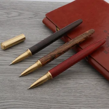 Высококачественные деревянные шариковые ручки, брендовые красные, черные, с золотой отделкой, канцелярские принадлежности, школьные принадлежности, Новые
