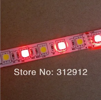 Светодиодная лента 5 М 300 светодиодов 60led/M 5050 RGBW (RGB + теплый белый); водонепроницаемая с силиконовым покрытием; Вход DC12V; 72 Вт