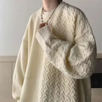Модный мужской зимний свитер Kpop Harajuku, Негабаритный, Свободный, Универсальный Модный Трикотаж, Модный пуловер Унисекс