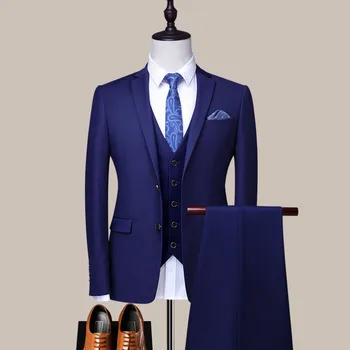 Сшитое на заказ Свадебное платье Жениха, Блейзер, брюки, деловые классические брюки высокого класса ZHA05-64999