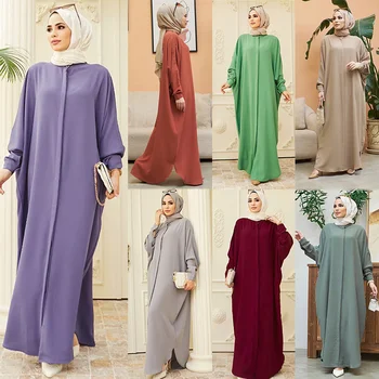 Ramada Женский Мусульманский Халат Eid Abaya, Мусульманская Мода, Макси-Платье с рукавом 