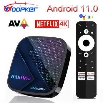 Woopker HAKO Pro TV Box Android 11 Amlogic S905Y4 Сертификация Google Netflix 4K Disney + DDR4 4G 64G Двойной Медиаплеер WiFi AV1
