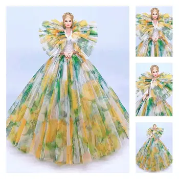 1/6 BJD Кукольная одежда для Барби Платье Желто-зеленое цветочное свадебное платье для вечеринки Одежда для Барби Наряд 11,5 