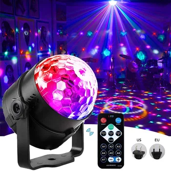 Светодиодный светильник-шар, красочный маленький волшебный KTV с голосовым управлением, хрустальный светильник для сцены, Мини-динамический музыкальный светильник, RGB-вспышка, отражающий светильник