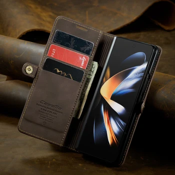 Держатель для карт, кожаные аксессуары для телефонов, чехол для Samsung Galaxy Z Fold4 Fold 4-5G, матовый чехол для Samsung Fold4