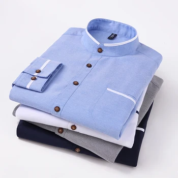 2023 Новая осенняя мужская Оксфордская повседневная рубашка с длинным рукавом в классическом стиле, модная деловая брендовая рубашка, мужская одежда
