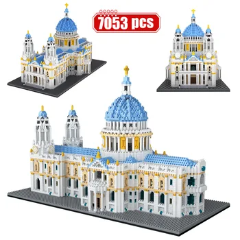 7053 шт. + Великобритания, Собор Святого Павла, мини строительные блоки, всемирно известная архитектура, 3D модель, Микро-Алмазные кирпичи, игрушки для подарка малышу