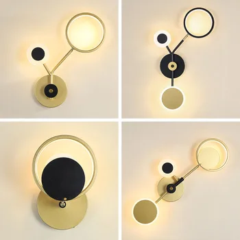 Современный простой круглый Вращающийся настенный светильник для Спальни, Кабинета, прикроватной тумбочки, светодиодное Освещение