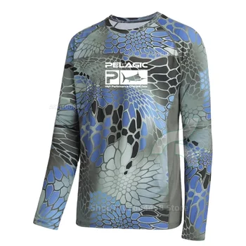 Рубашки для пелагической Рыбалки, Уличная Солнцезащитная Одежда для Рыбалки, Летняя Футболка с длинным рукавом против ультрафиолета UPF 50 +, Трикотажные изделия Camisa De Pesca