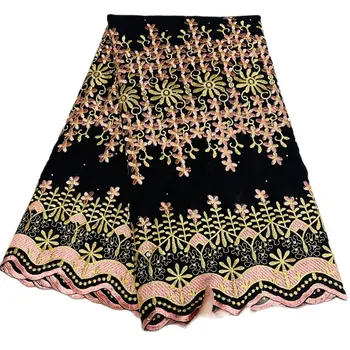 Швейцарская Кружевная ткань, Высококачественная Африканская Вуаль, Кружевные Вышитые ткани Для женского платья, 5 Ярдов