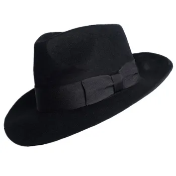 Новая 100% Шерстяная Шляпа Австралийская шерсть 1:1 Майкл Джексон Концертные Танцевальные Фетровые Шляпы Классического Черного Цвета С Широкими полями Для Джазовых Джентльменов