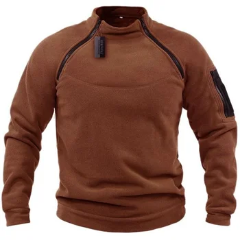 Мужской тактический спортивный свитер со стоячим воротником, пуловер, теплая тактическая нижняя рубашка