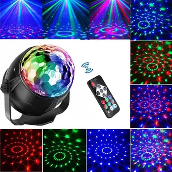 Звук Активируемый Диско-Шар с Дистанционным Управлением DJ Lighting RGB LED Stage Light Home KTV Рождественская Свадебная Вечеринка Проекторная Лампа