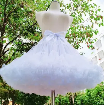 Новая Белая Короткая Женская Нижняя юбка из Тюля на Хэллоуин, Винтажная Милая Свадебная нижняя юбка Для Новобрачных, Лолита, 45 см