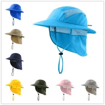 Connectyle Летняя Солнцезащитная Шляпа для маленьких Мальчиков и Девочек UPF50 +, Широкополые Шляпы со Съемным Клапаном на шее, Летняя Пляжная Шляпа, Детские Игровые Шляпы для Сафари