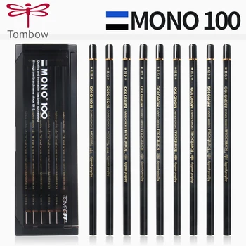 12шт TOMBOW MONO100 Черный карандаш для рисования Японским усовершенствованным деревянным карандашом Для рисования Художественным Карандашом